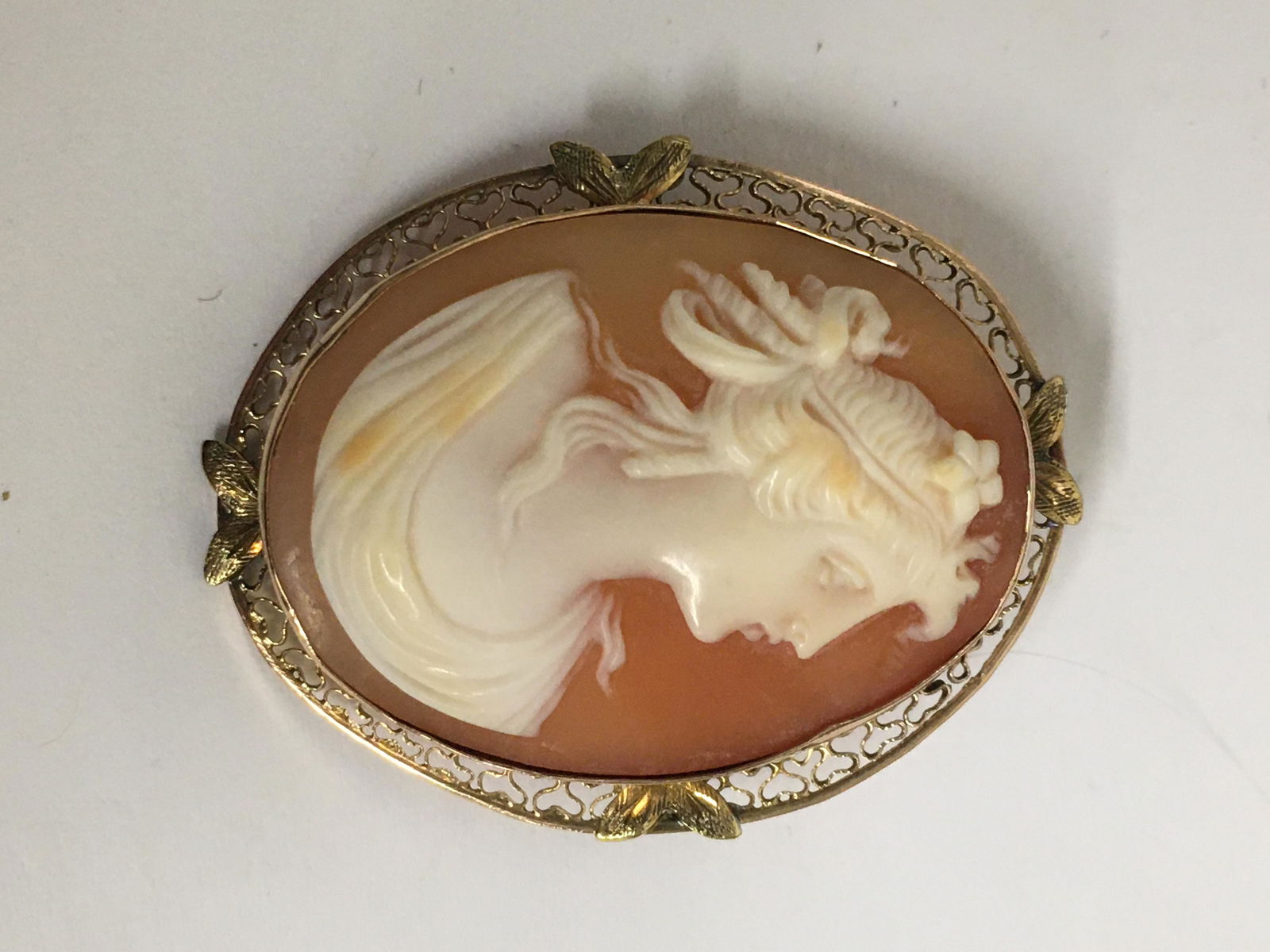 ca 1900 10k Yellow Gold Shell Cameo Pin (1 of 1)