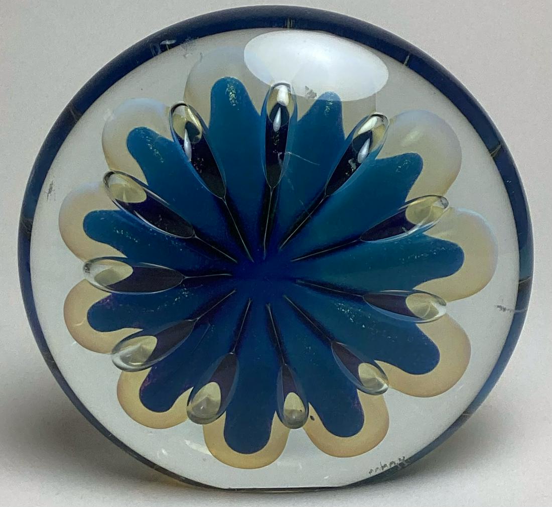 Signed and Dated 2000 Art Glass Paperweight (1 of 5)