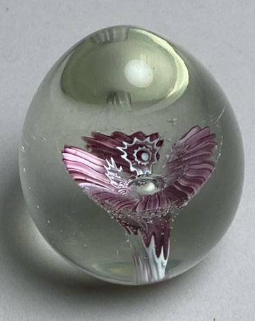Murano Glass Egg Paperweight: Has partial label on bottom. Small chip near bottom. 2 1/4" tall
