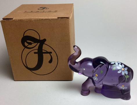 Hand Painted Fenton Elephant with Box (1 of 5)