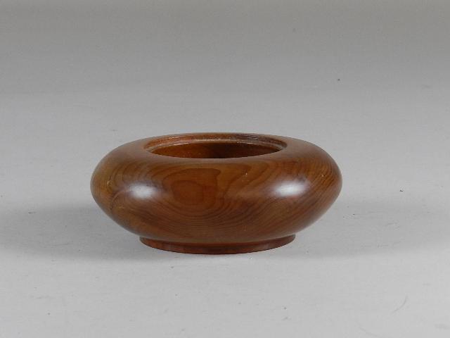 Hand Turned Wooden Bowl: Label on bottom is James Snodgrass Queensferry Scotland. Minor wear 5 1/2" wide