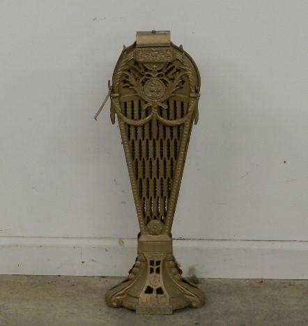 Brass Folding Fire Screen: Missing finial on top. Wear from use. 22"t