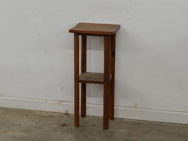 Small Square Pine Side Table: Wear and loss of finish. 11"x 11" x 25 1/2" t