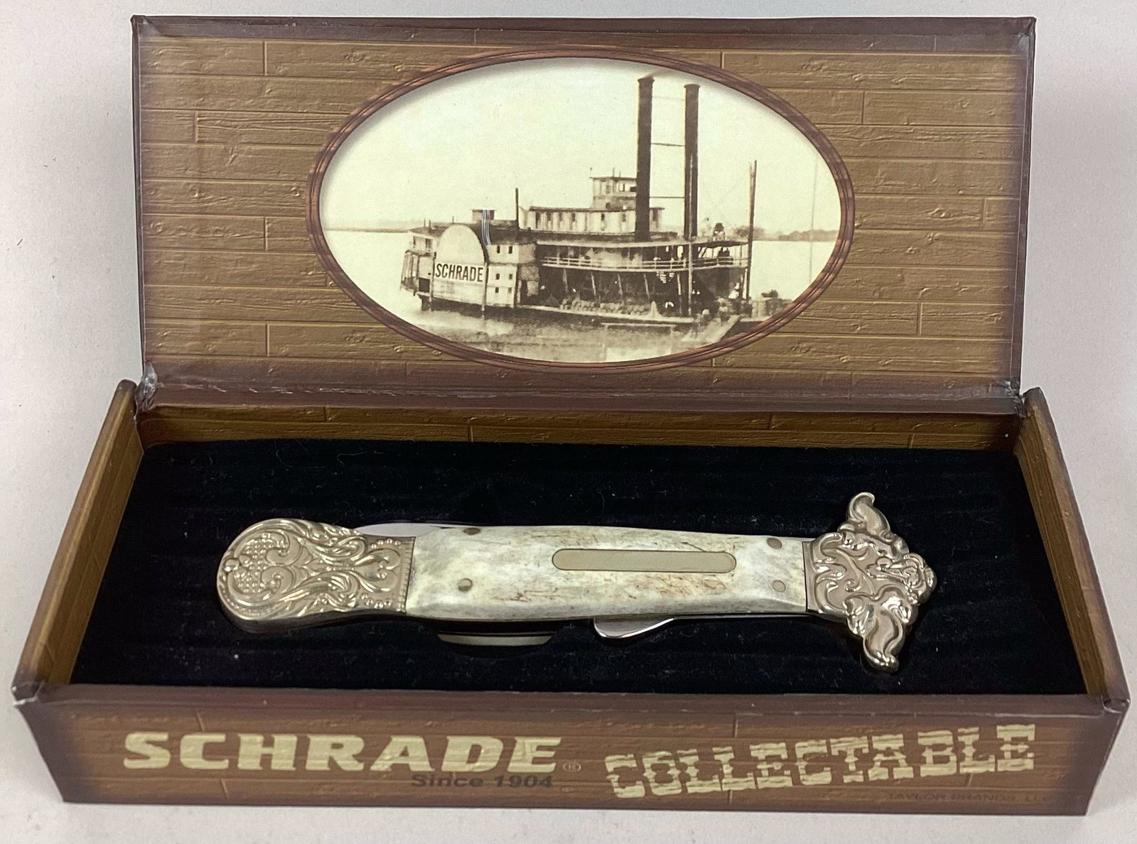 Schrade 2008 Sdirk With Stag Grips: In original box. Minor wear. 5? closed.
