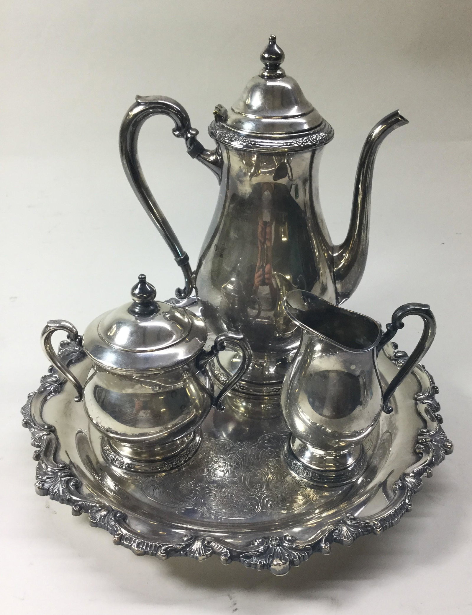Camille SP Coffee Creamer Sugar Tray Set: General wear and tarnish