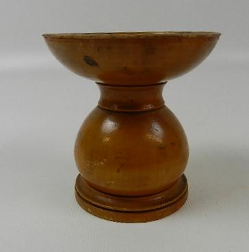 Early 19th Century Turned Wood Pounce Pot/ Sander: Wear from use and scratches. 3 1/2" tall