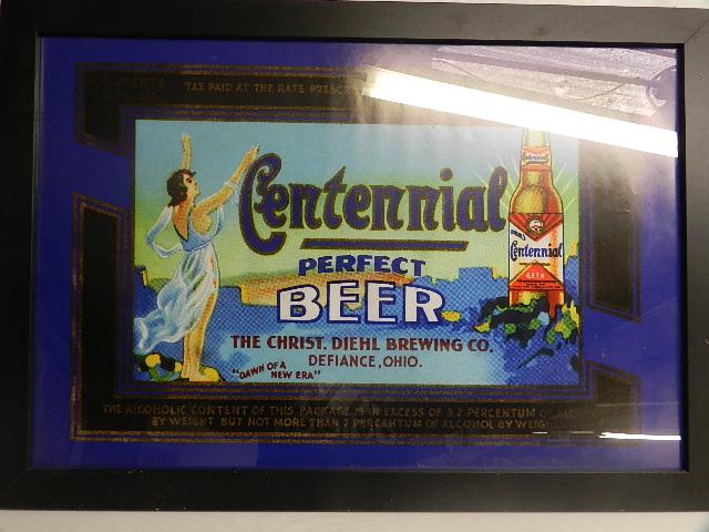Diehl Centennial Perfect Beer Framed Advertising Sign (1 of 1)