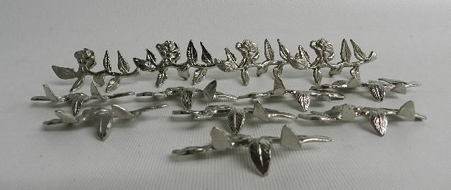 12 Rose Design Place Card Holders: good conditions, 2 1/4" w