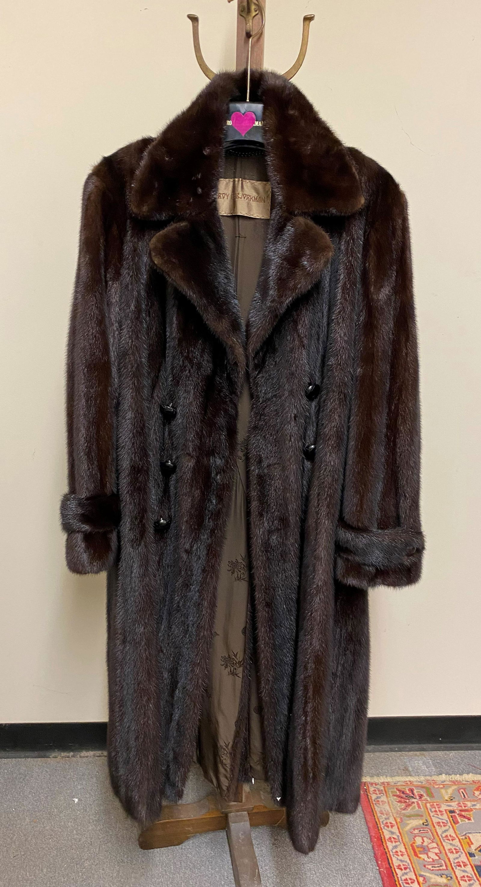 Roy H Bjorkman Full Length Mink Coat: excellent condition, 21" shoulder to shoulder, 26" shoulder to cuff