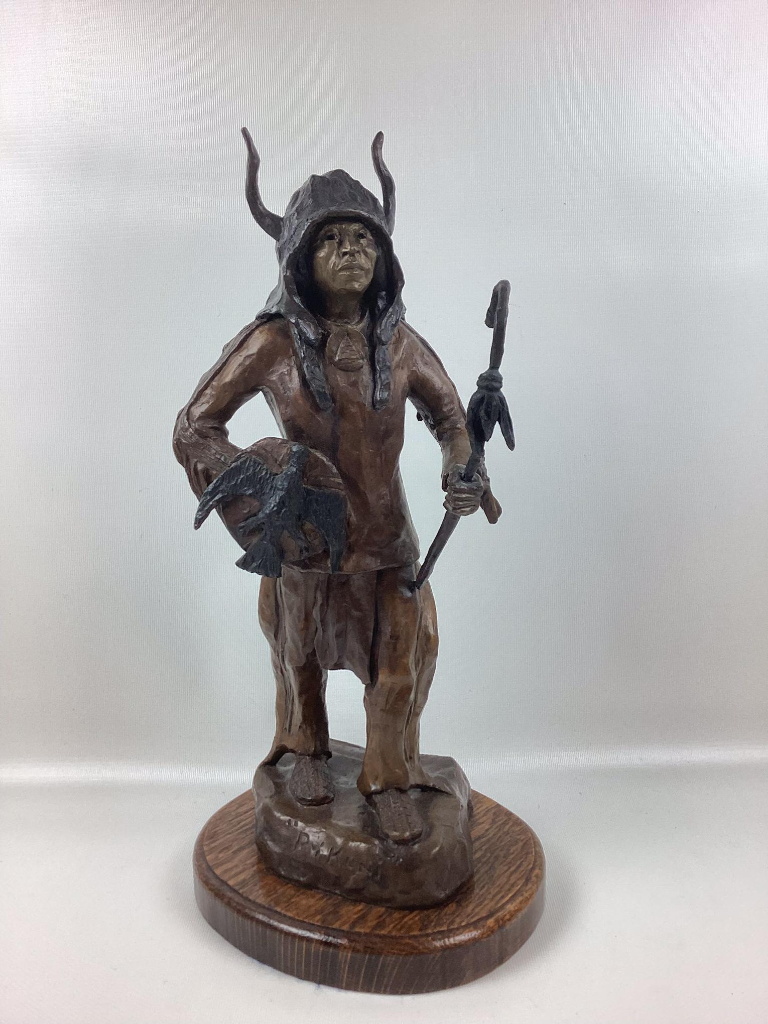 Limited Edition Gordon Monroe Bronze Native American Figure Titled Pikuni: #12 of 50. Excellent condition. 15 1/2? tall.