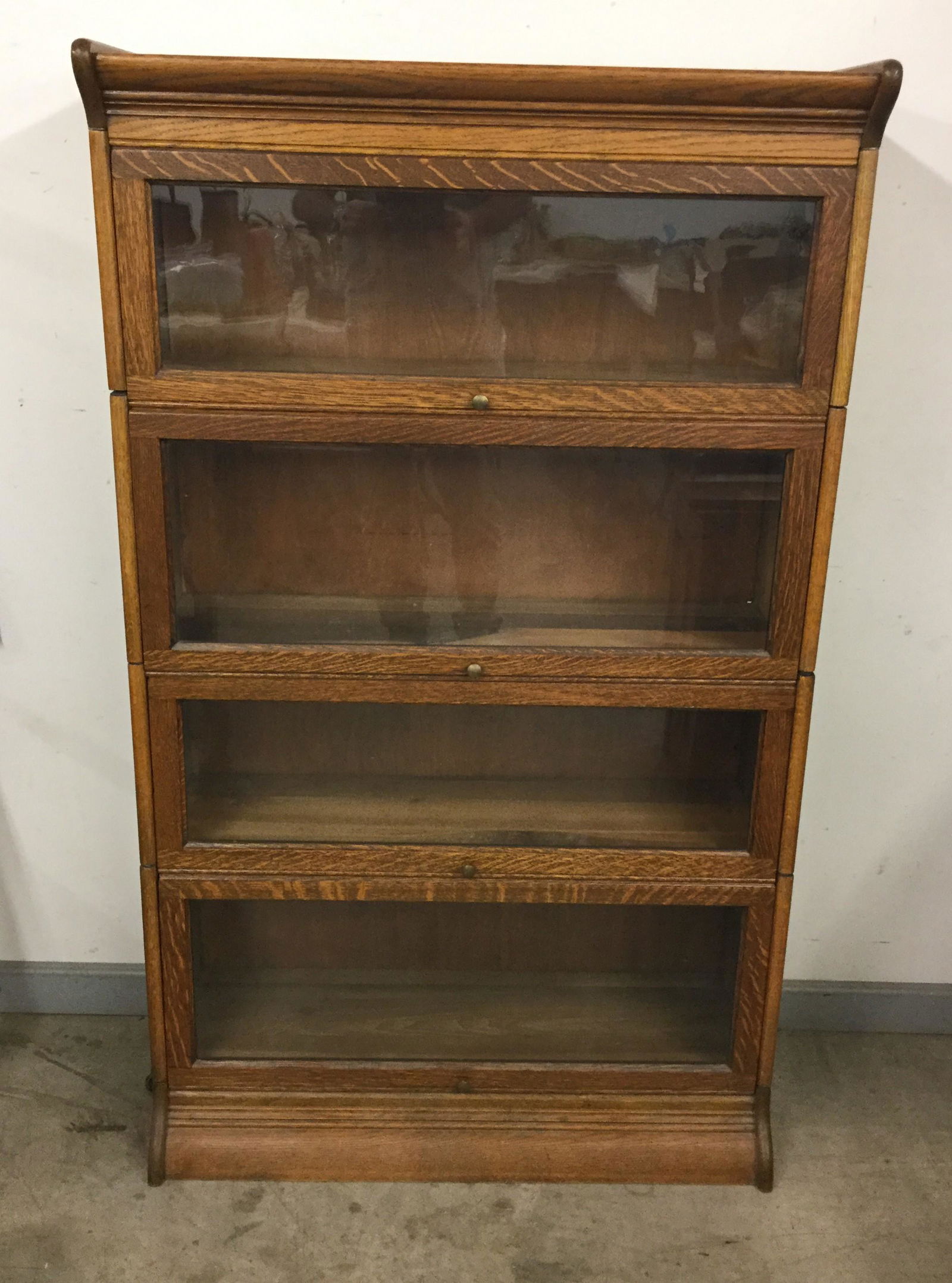 4 Stacking Wooden Sectional Bookcase w/ Base (1 of 3)