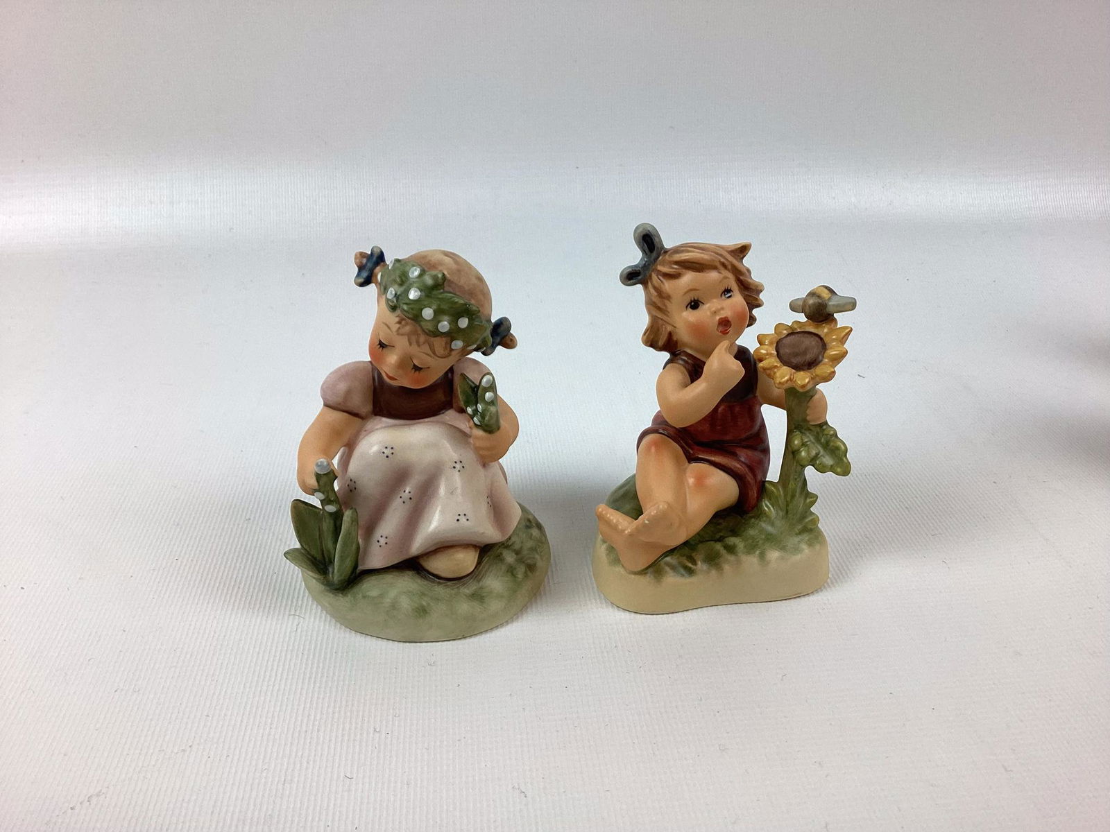 2 Goebel Hummels Sunflower Friends and Garden Splendor: Trademark 8. Excellent condition. 3 1/2" tall.