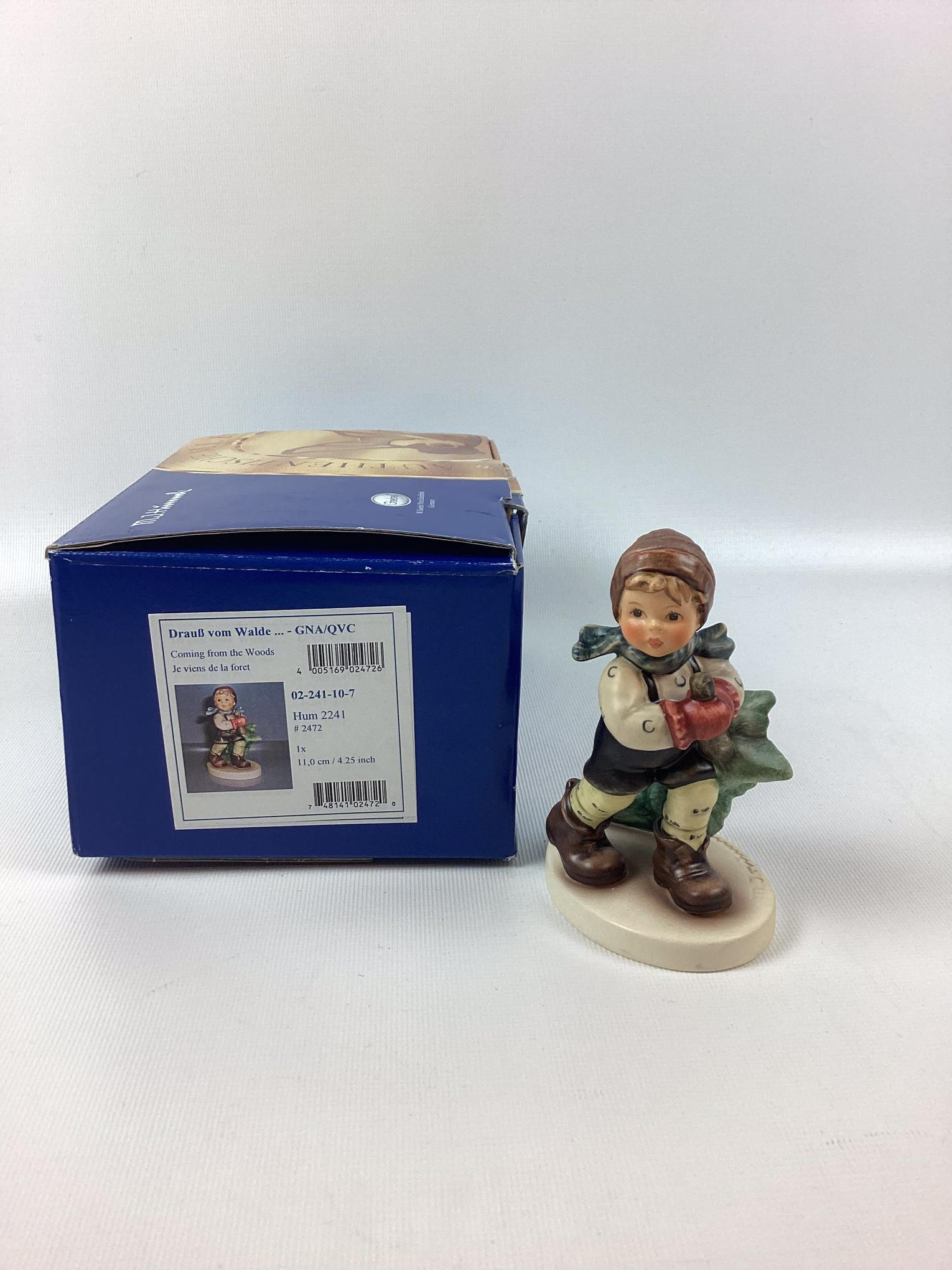 Goebel Hummel Coming from the Woods Signed w/ Box: Trademark 8. Excellent condition. 4 1/4" tall.