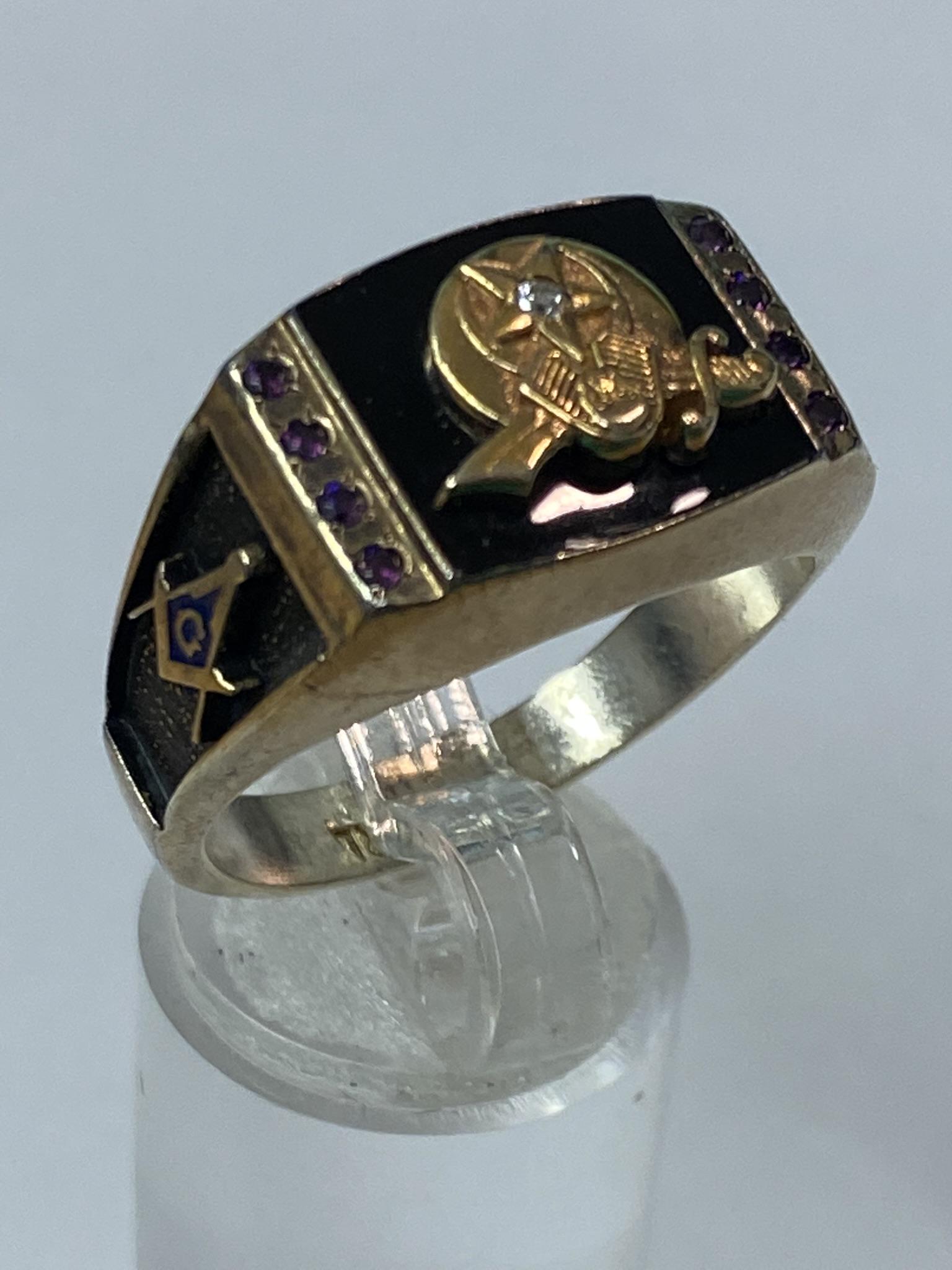 Sterling Masonic & Shriner Ring: size 12