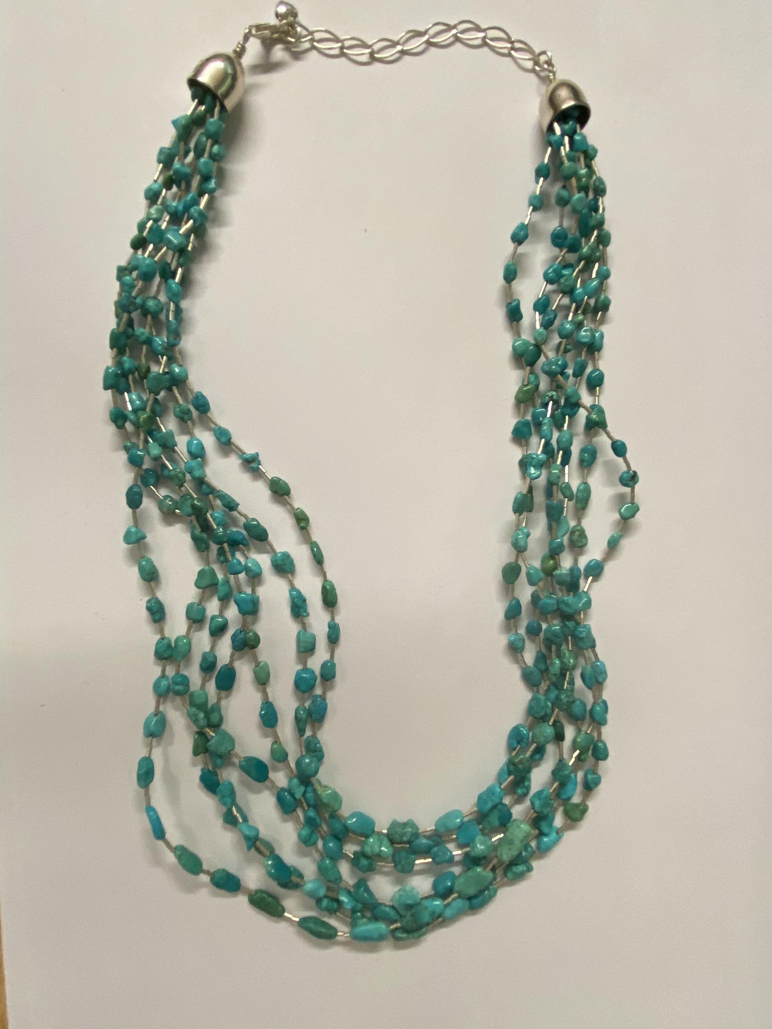 Sterling Multi Strand Turquoise Necklace (1 of 2)