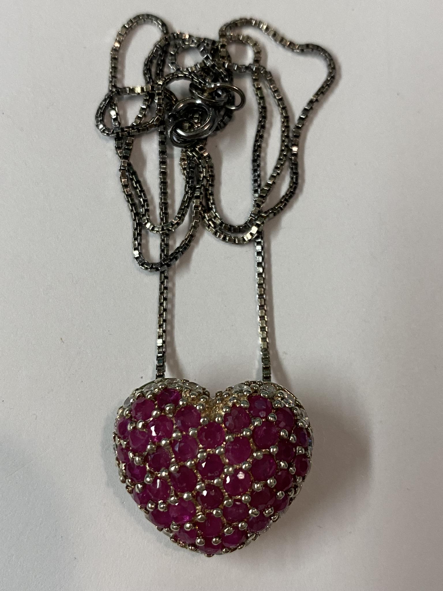 Sterling Lab Grown Ruby Heart Pendant Necklace (1 of 1)