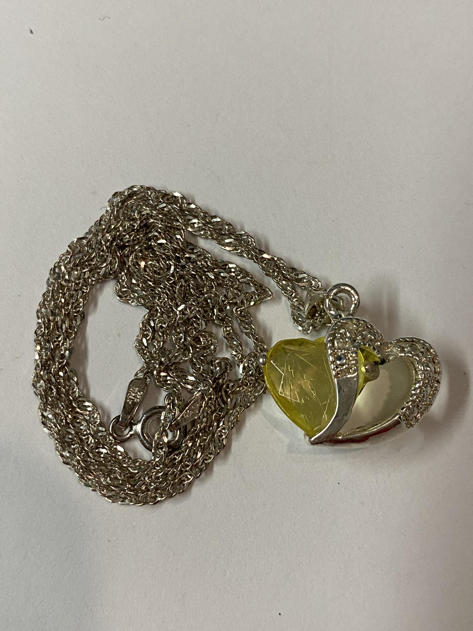 Sterling Double Heart Pendant Necklace: 20"