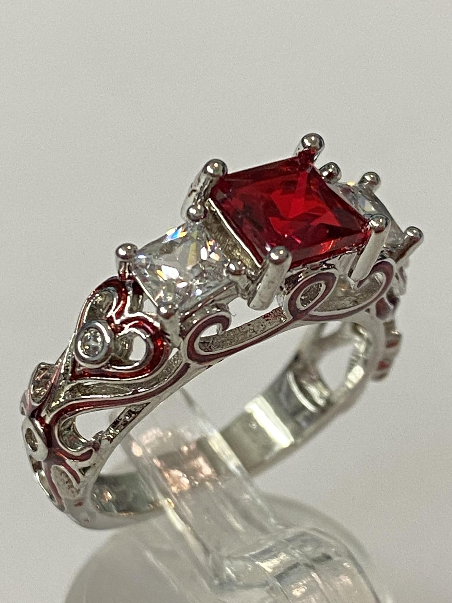 Sterling Red Stone Ring (1 of 4)