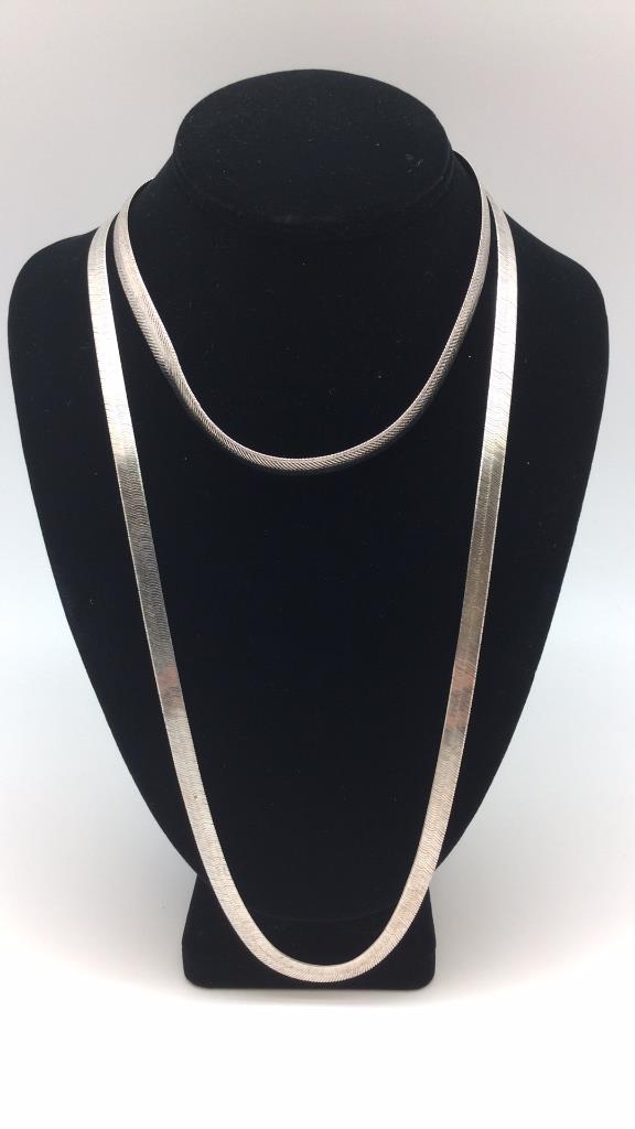 Two Italian Sterling Herringbone Chain Necklaces (1 of 4)