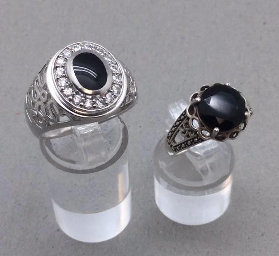 Two Sterling Black Stone Rings (1 of 6)