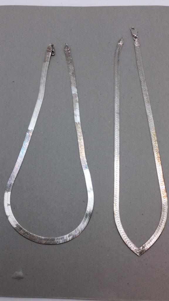 Two Sterling Herringbone Chain Necklaces (1 of 4)