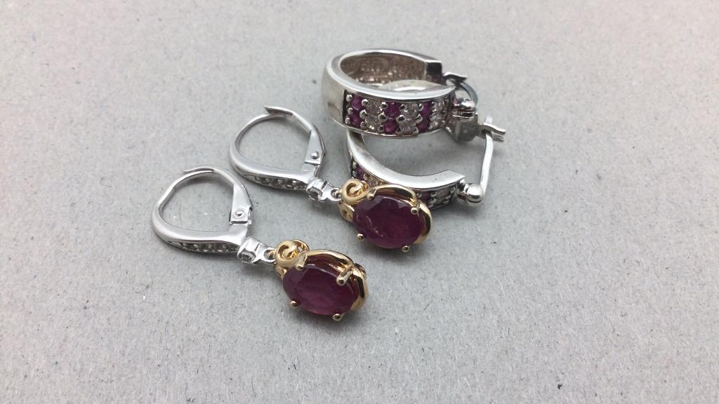 Sterling & Synthetic Ruby Earrings (1 of 5)