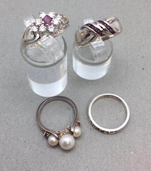 Four Sterling Red Stone Rings (1 of 5)