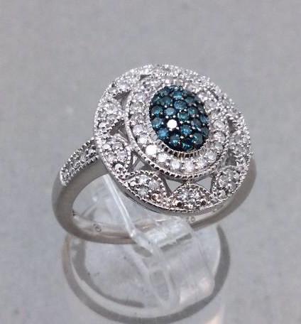 Sterling White & Blue Diamond Ring (1 of 3)