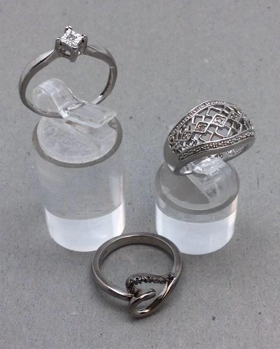 Three Sterling Diamond Rings (1 of 3)