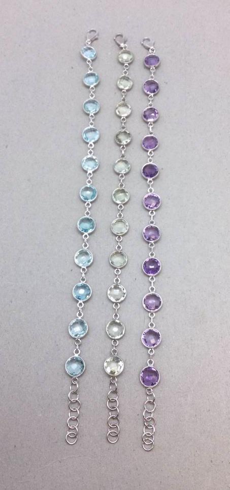 Three Sterling and Gemstone Bracelets (1 of 2)