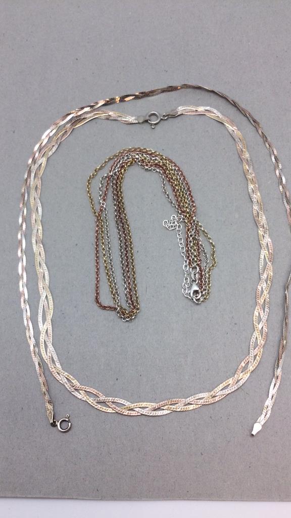 Three Sterling Tri-tone Necklaces (1 of 4)