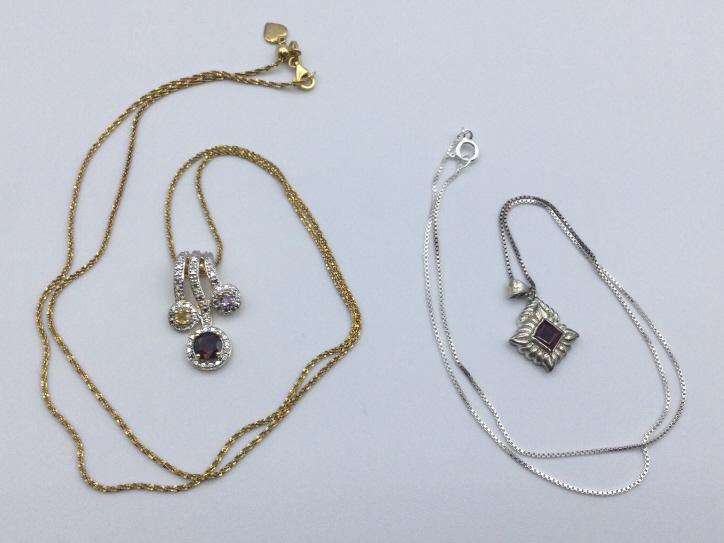 Two Sterling Synthetic Ruby Necklaces (1 of 4)