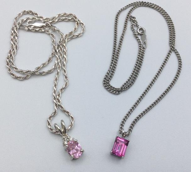 Two Sterling & CZ Pendant Necklaces (1 of 4)