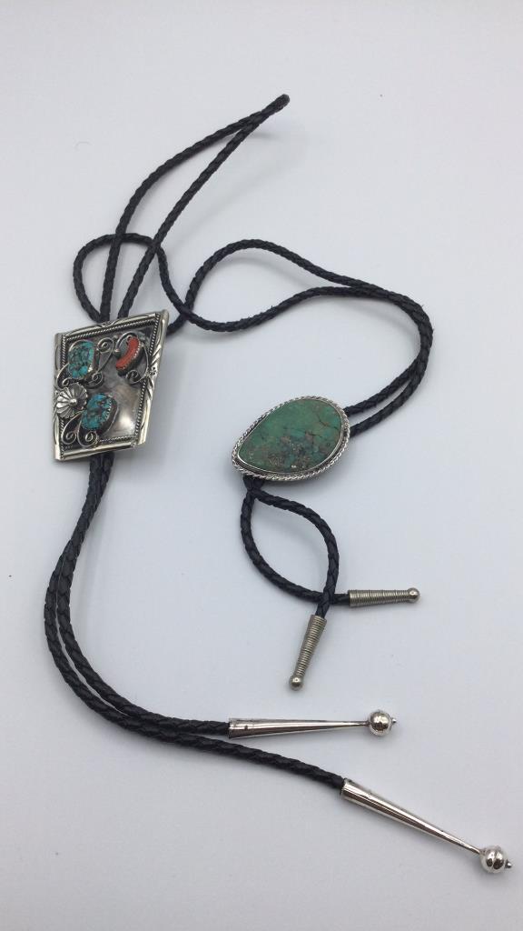 Two Navajo Turquoise Bolo Tie Slides (1 of 5)