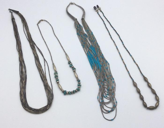 Liquid Silver & Turquoise Necklace (1 of 6)