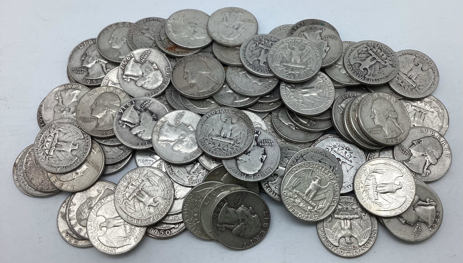 Lot of 100 90% Silver Washington Quarters (1 of 1)