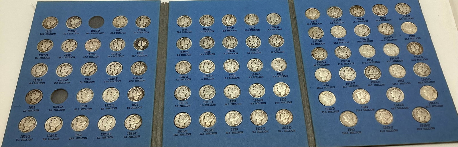 Partial Set Mercury Dimes in Whitman Album (1 of 4)