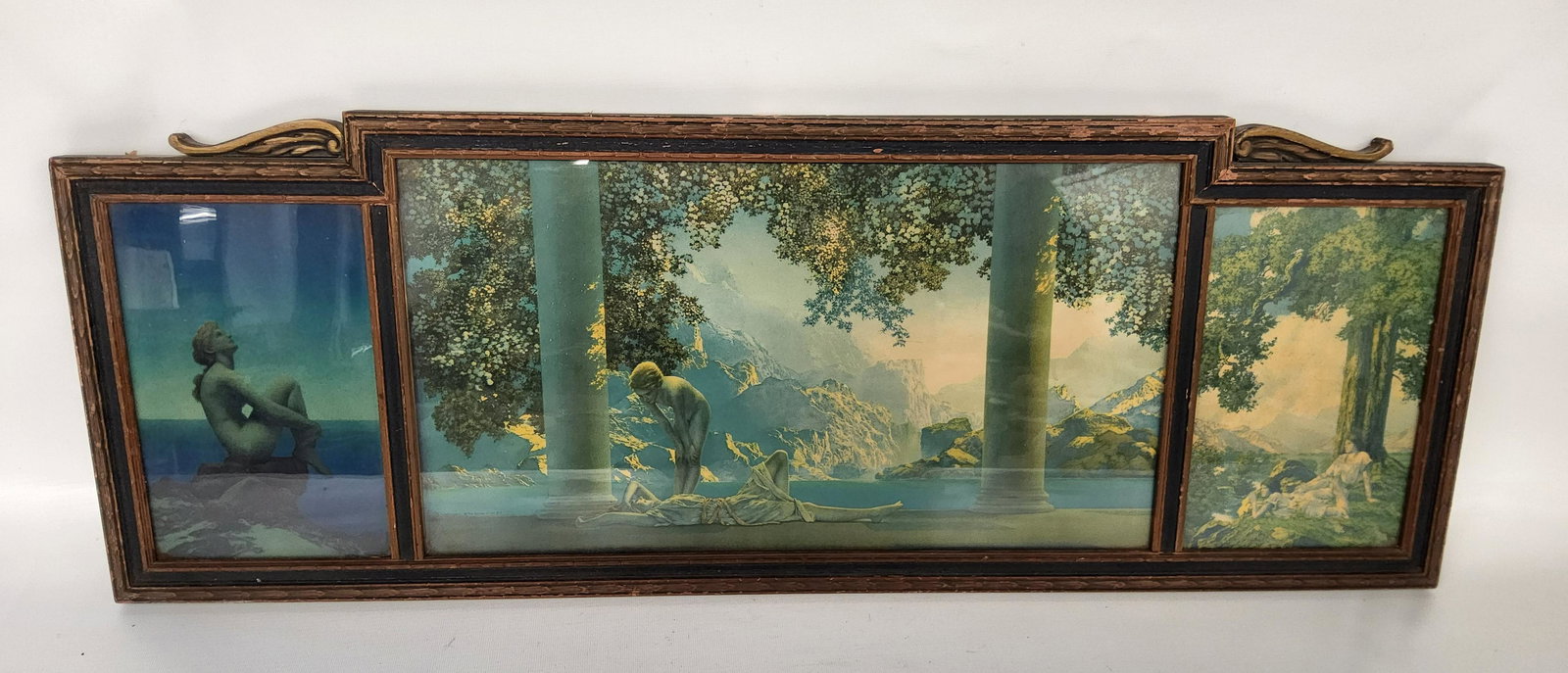 Rare Maxfield Parrish Triptych Print Period Frame (1 of 5)