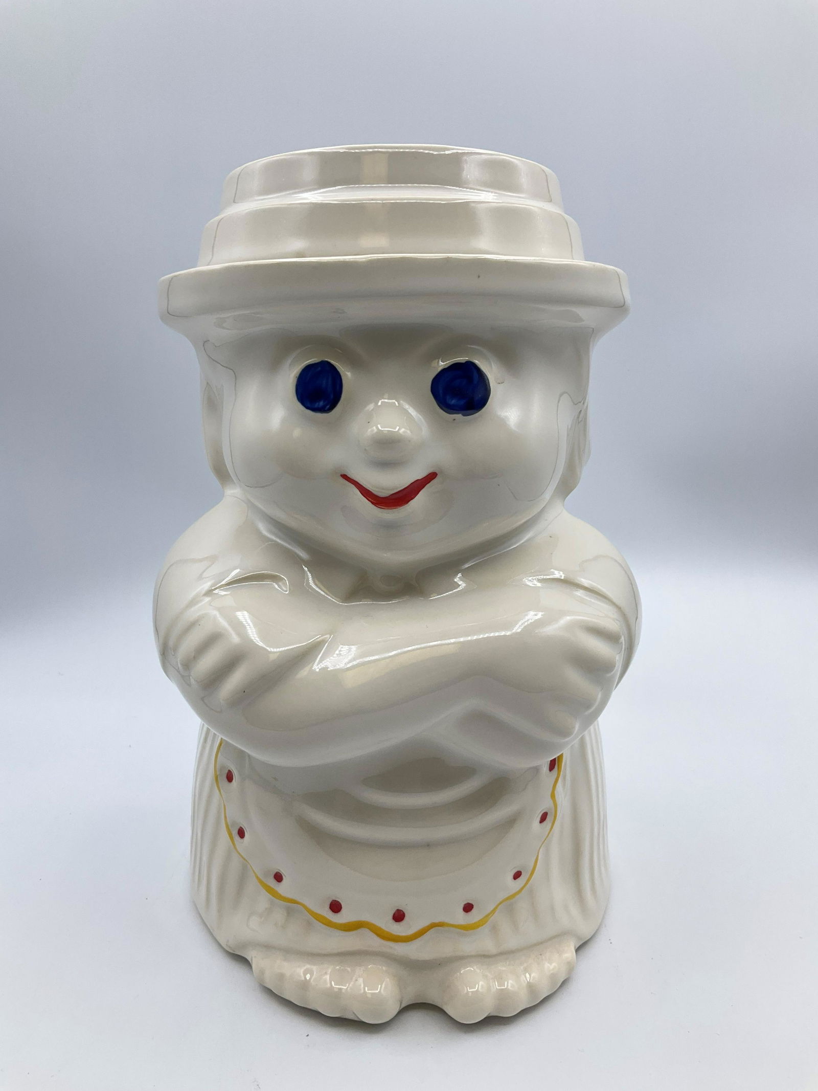 McCoy Betsy Baker Cookie Jar: Made in 1975. Marked 184 McCoy. Good condition. 10.5 inches tall.