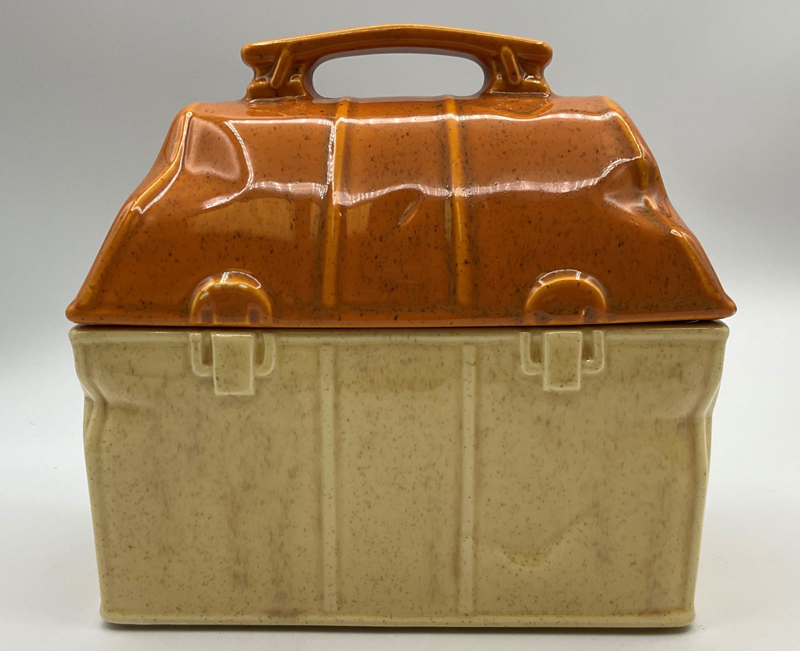 McCoy Lunch Bucket Cookie Jar: Marked 357 USA. Made in 1978. Good condition. 7 inches wide.