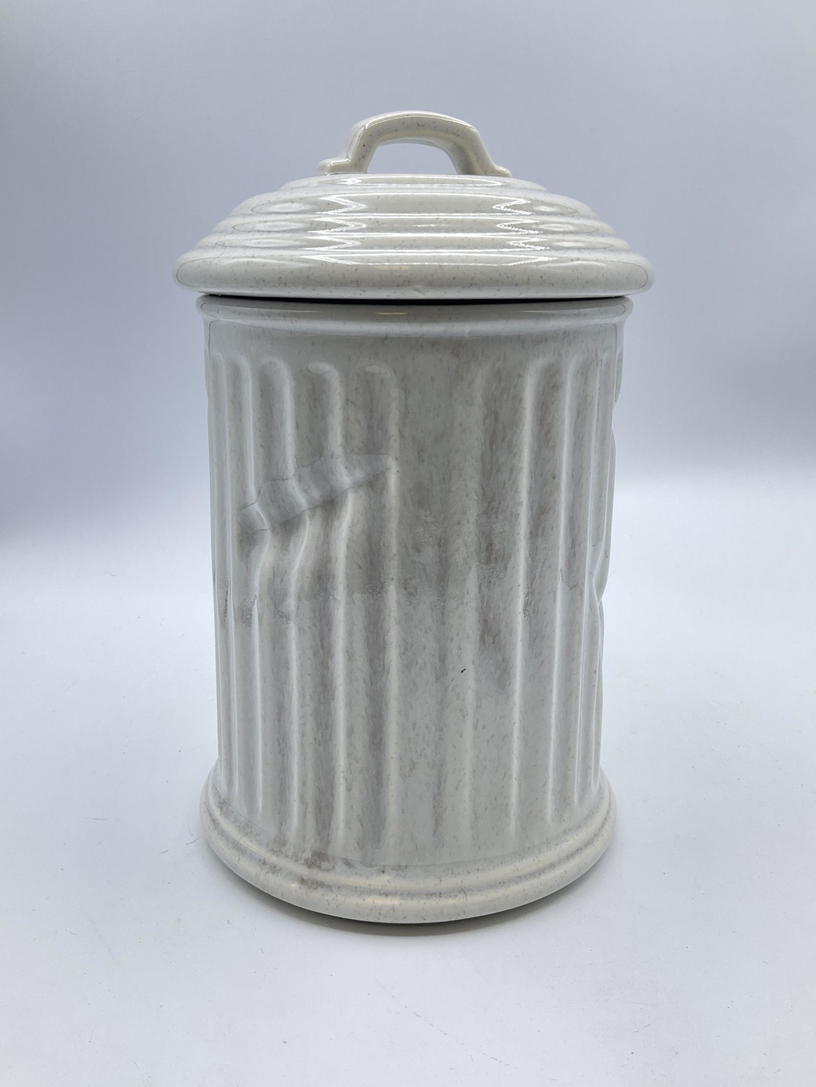 McCoy Garbage Can Cookie Jar: Marked 356 USA. Produced in 1986. Good condition. 9 inches tall.