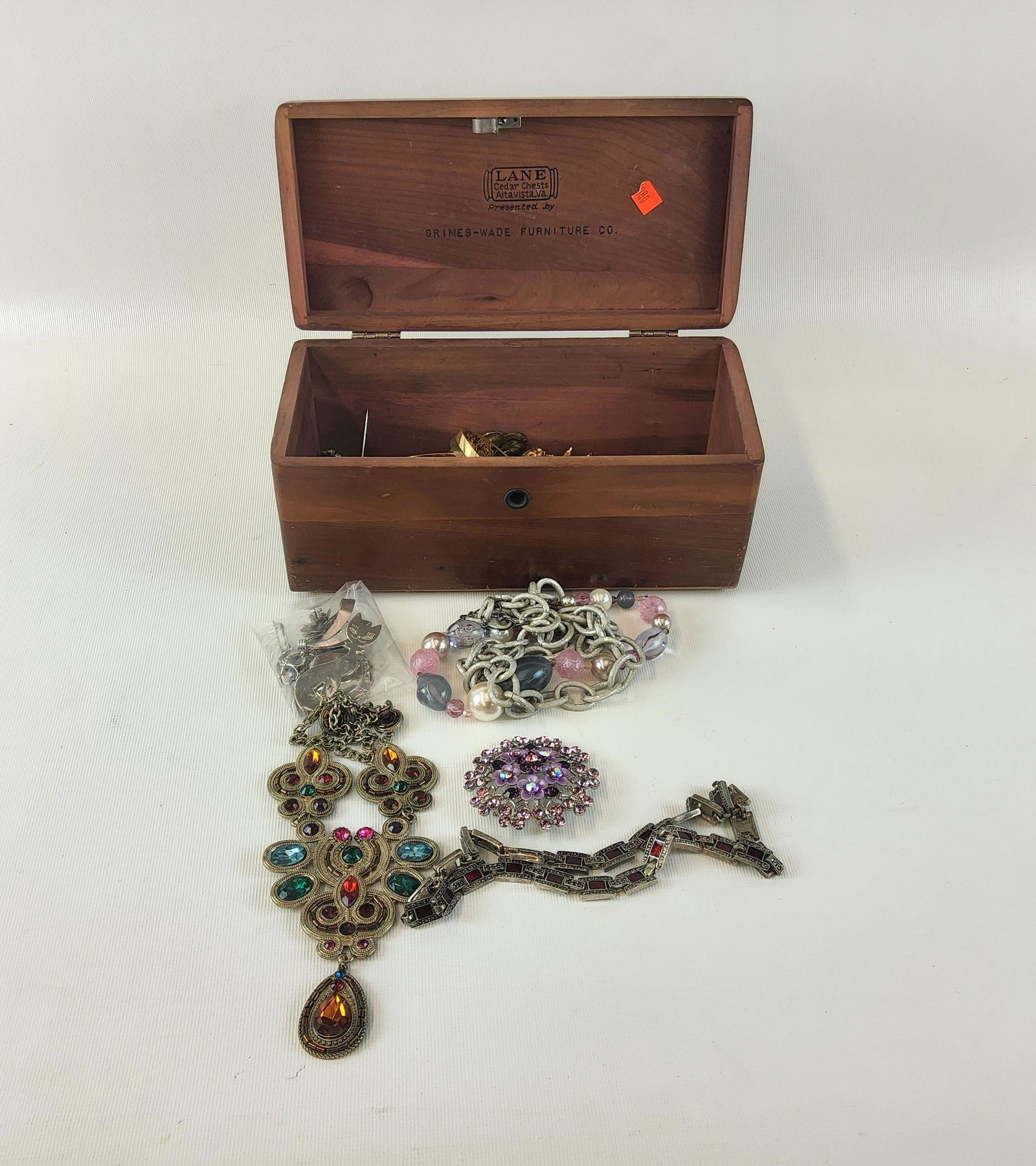 Vintage Mini Lane Cedar Chest with Sterling and Costume Jewelry (1 of 2)