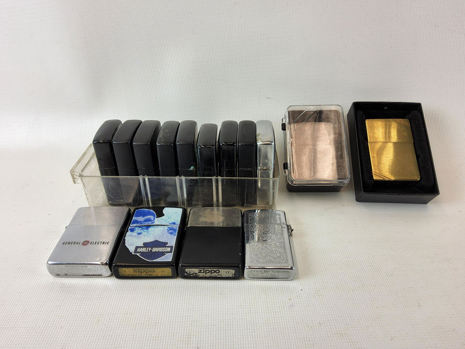 Group of Fifteen Cigarette Lighters - Six Zippo, Nine PII, China, Etc (1 of 2)