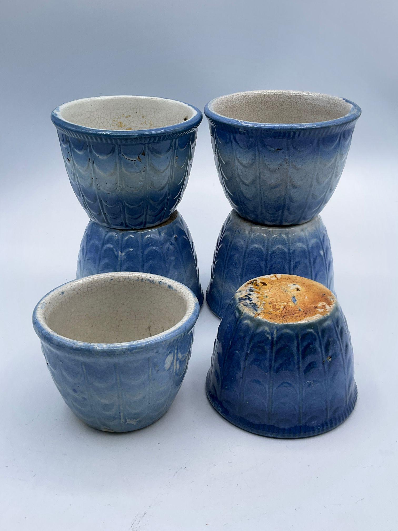 Blue & White Salt Glaze Custard Cups (1 of 8)