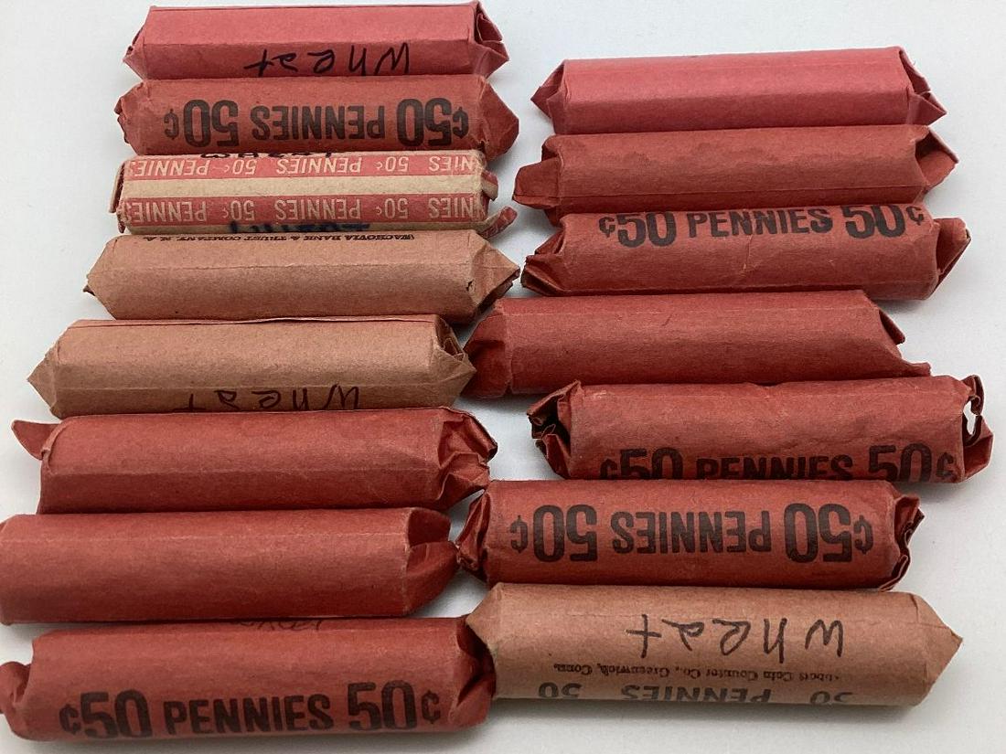 Lot of 15 Rolls of Wheat Cents (1 of 1)