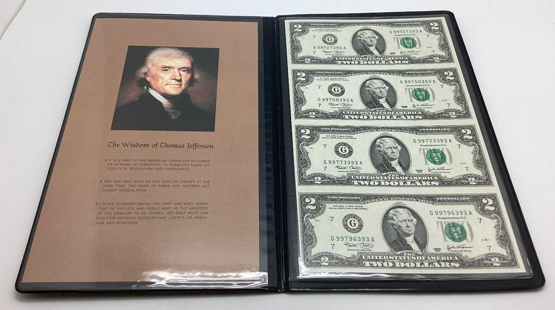 Uncut Sheet of 4 2003 $2 Notes (1 of 2)