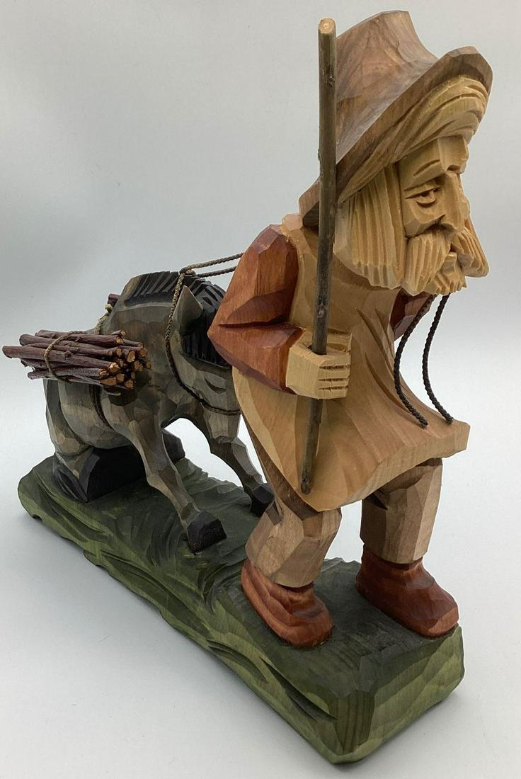 Black Forest Wood Cutter Carved Wooden Figure: Nice detail. Minor wear. 10" l x 11" t