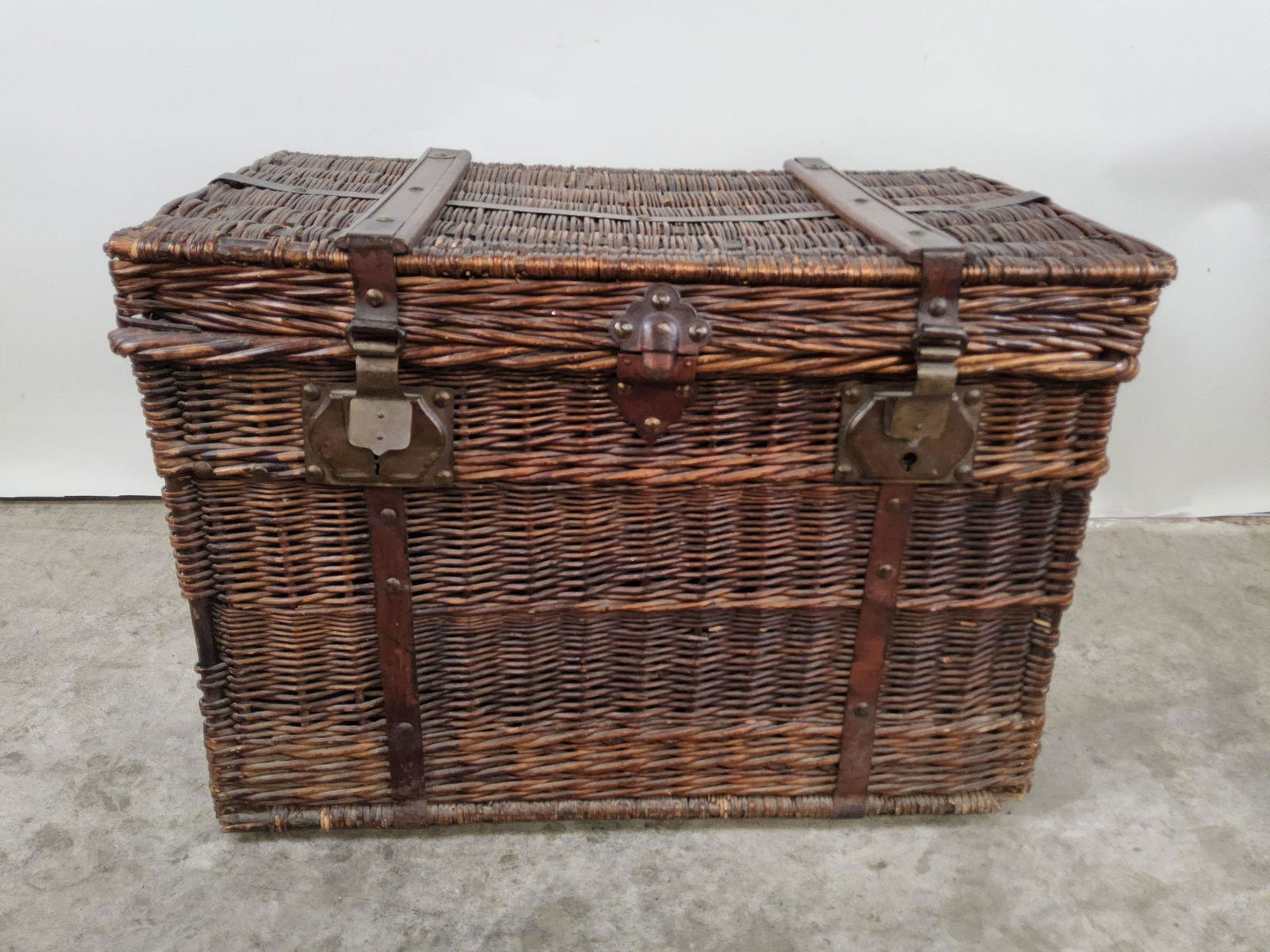Antique French Wicker Chest Trunk (1 of 8)