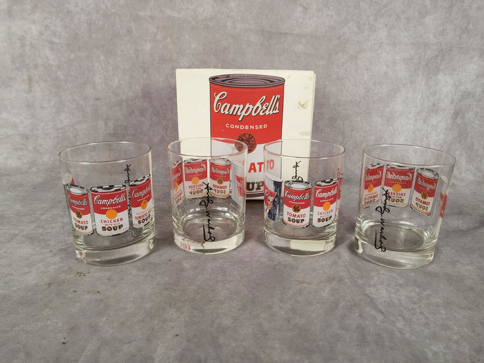 Vintage Block Andy Warhol Tomato Soup Can Glasses (1 of 6)