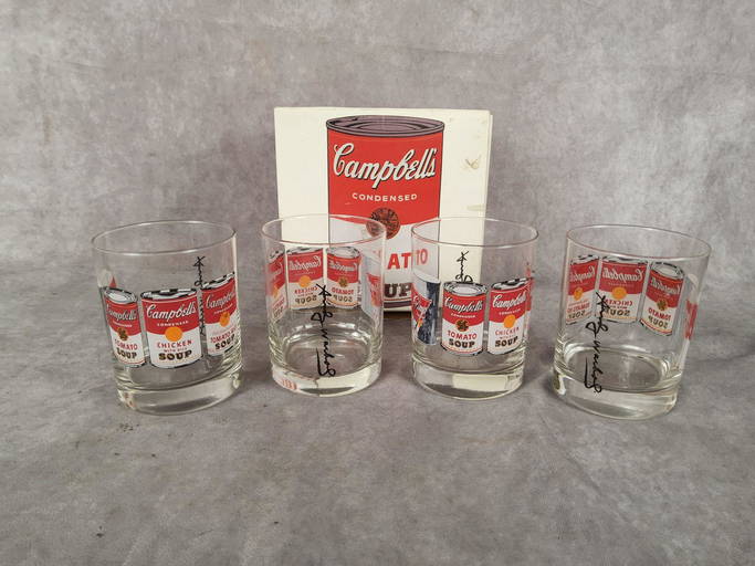 Vintage Block Andy Warhol Tomato Soup Can Glasses